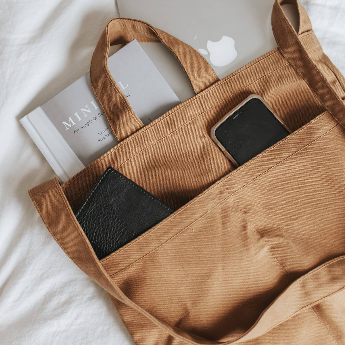 Double Pocket Tote Bag with Items