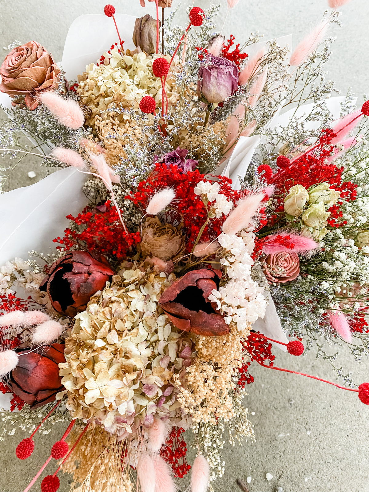 Dried Flower Bouquet - Touch of Red