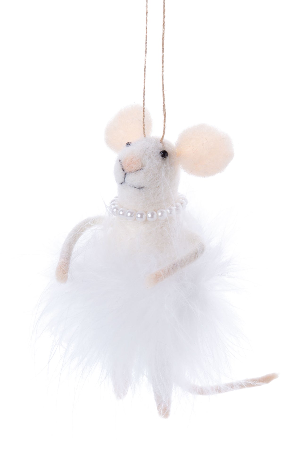 Felt Mouse with Pearls and Tutu Ornament